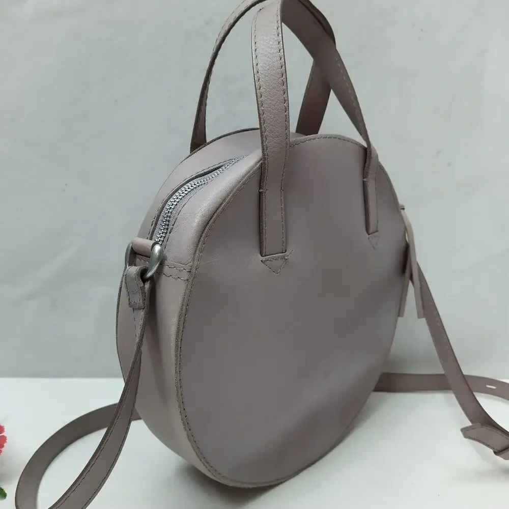 Madewell Light Purple Leather Round Shape Zipper Satchel Crossbody Bag